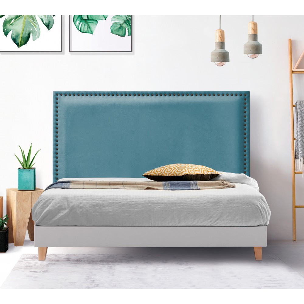 Cabecero de cama Azul tapizado liso Happers